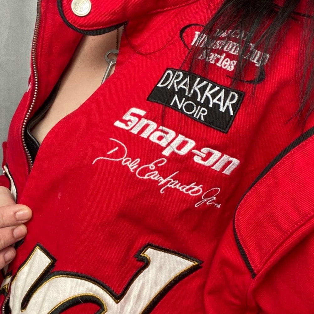 Vintage Budweiser NASCAR Dale Earnhardt Red Embroidered Coat size XL - Picture 5 of 9